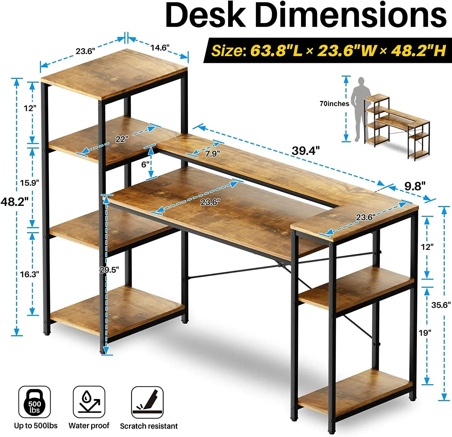 Modern design office computer desk with monitor storage rack and Central Processor stand for study or office furniture products