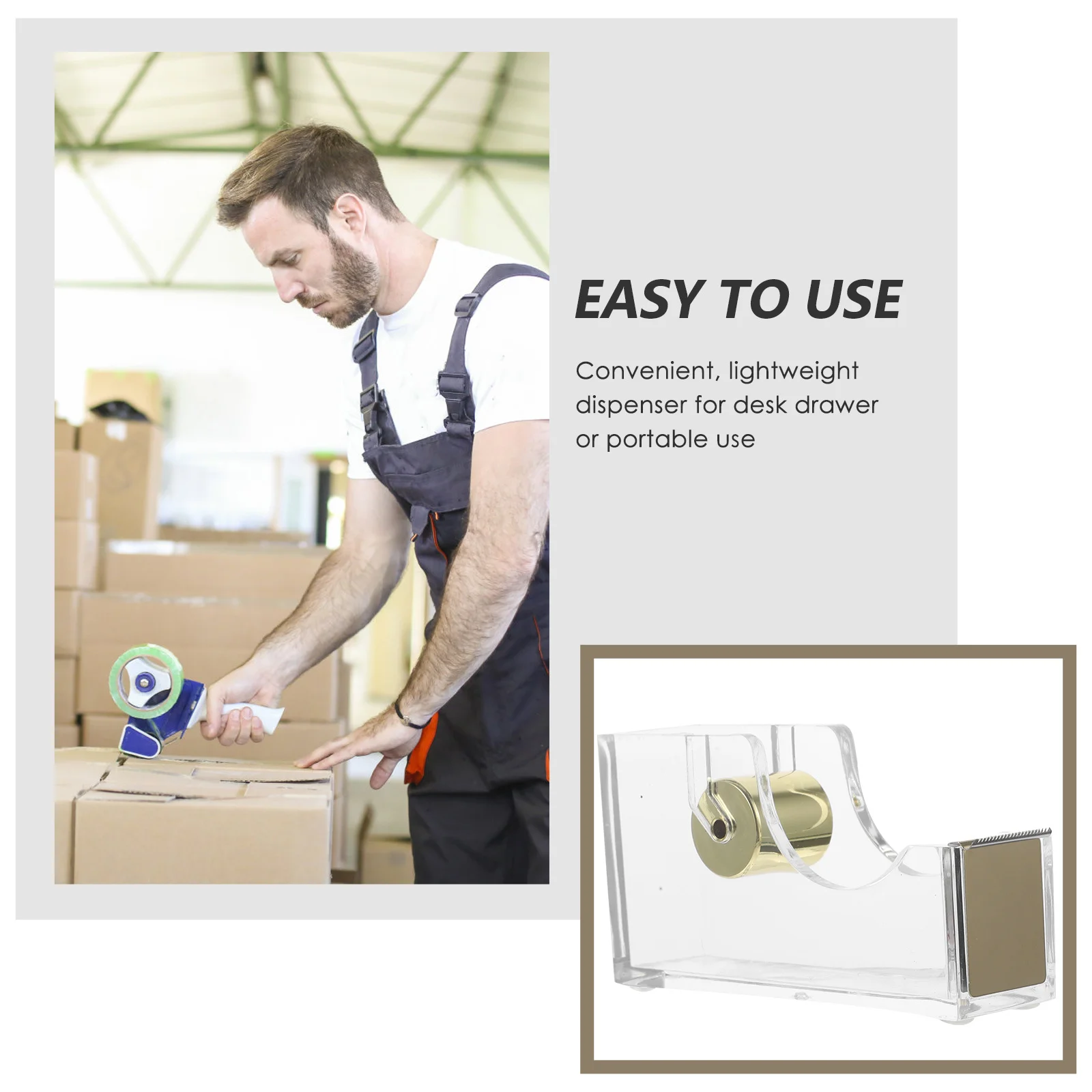 1pc Acrylic Dispenser Portable Desktop Cutter Non-Skid Base Compact Tape Mount Stationery Supply Office Tape Holder Tool