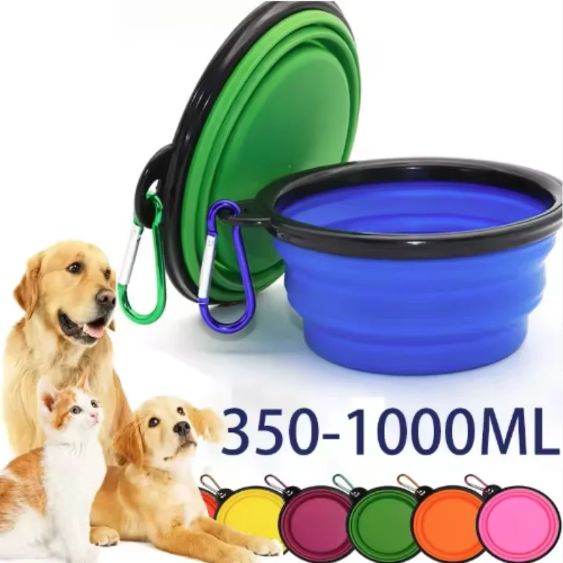 Tazón de comida portátil duradero de TPR para gatos y perros, tazón de agua y comida plegable de silicona para viajes y exteriores para mascotas