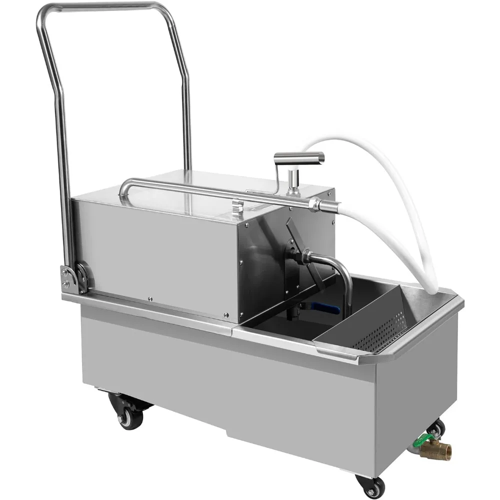 

Commercial Deep Fryer Oil Filter Cart with Pump, Stainless Steel Fryer Oil Filter Machine, 55L Mobile Filter for Restaurant