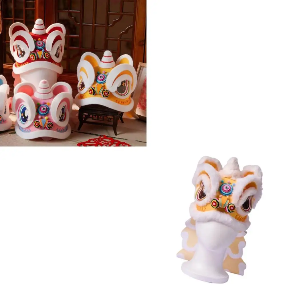 39BD Chinese Lions Dance Hat Chinese New Year Decorations DIY Lions Dance Cap Crafts Chinese Dragon Head Cap Gift for Kids