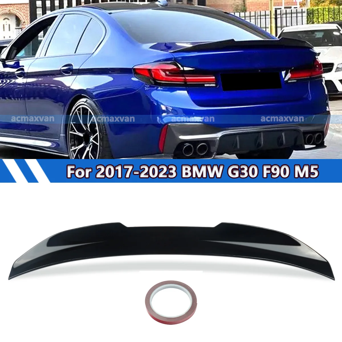 

Magickit Rear Tail Wings For 2017-2022 BMW G30 530i 540i M550i F90 M5 PSM Style Rear Trunk Spoiler Wings Glossy Black