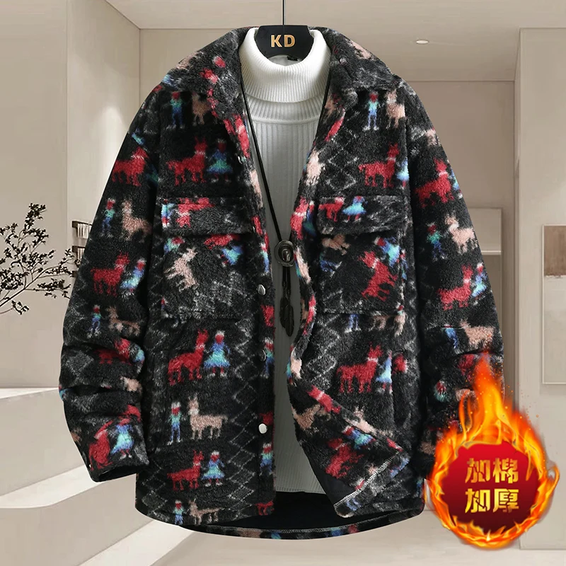 

Men's Winter Fleece Lined Thickened Short Jacket Autumn Winter New Casual Style Warm Clothing Short Length Woolen Coat