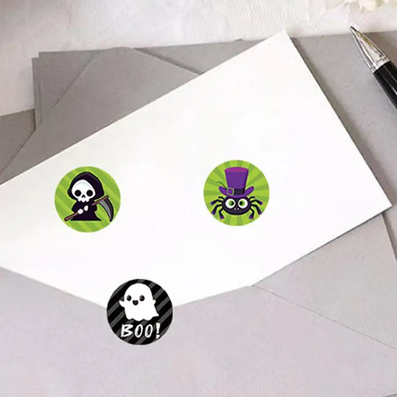 Halloween Envelope Stickers Round Seal Label Stickers 500pcs/Roll Holiday Roll Stickers Envelope Halloween Stickers