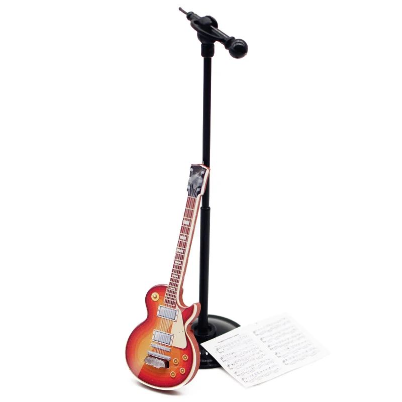 1:12 Dollhouse Miniature Guitar Microphone Sheet Music Combination Musical Instrument Furniture Model Decor Accessory