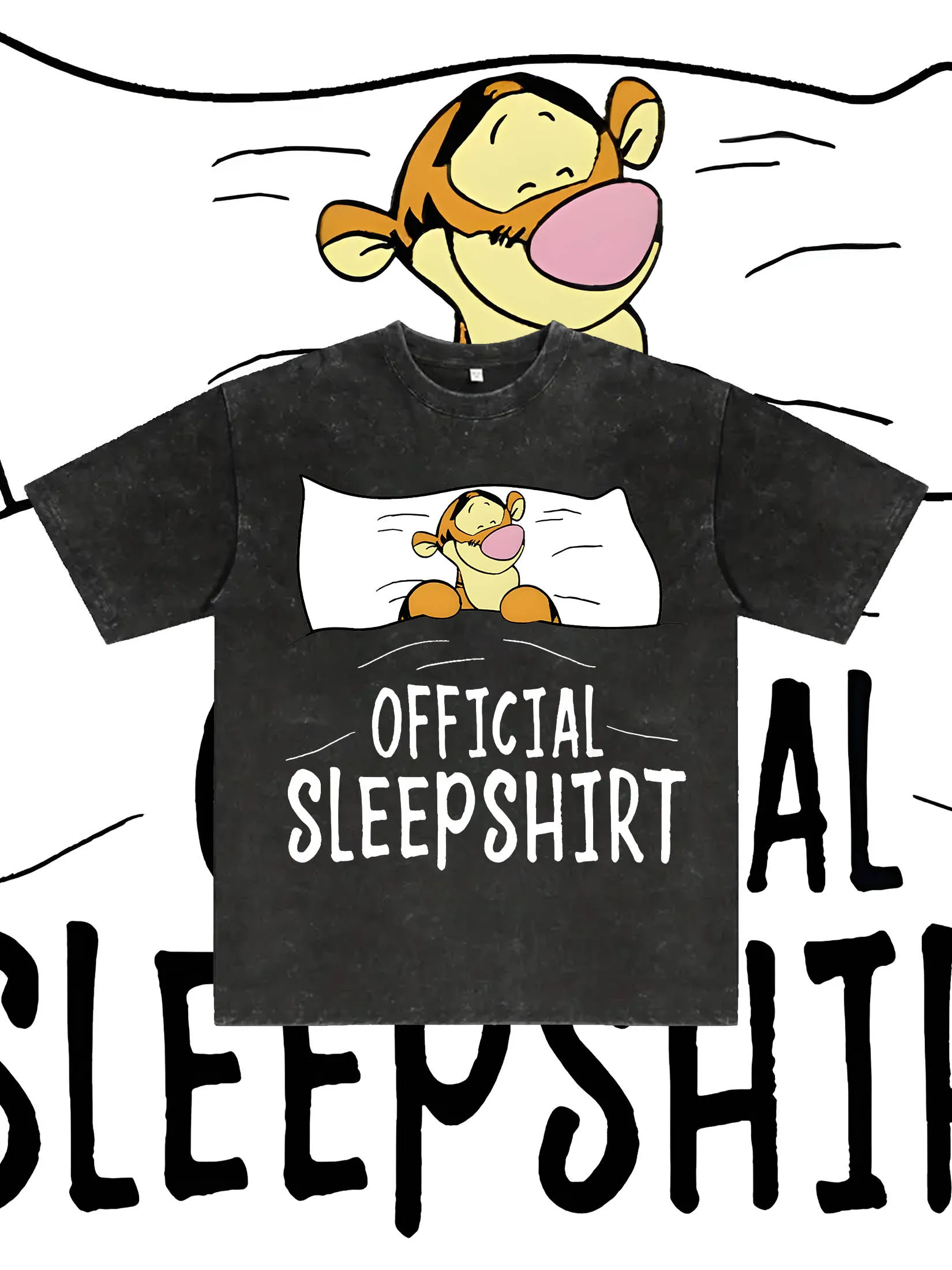 

Мужская хлопковая футболка с принтом пижамы Disney Bambi - винтажная стираная утолщенная повседневная рубашка с короткими рукавами 230 г/м2, топ y2k