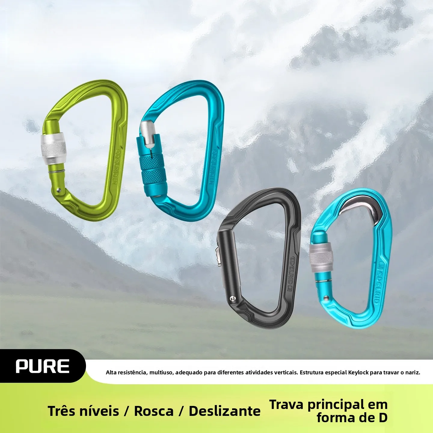 edelrid-pure-bulletproof-lightweight-d-shaped-main-lock-pour-l'alpinisme-l'escalade-sur-glace-l'escalade-sur-rocher-equipement-de-sport-de-plein-air