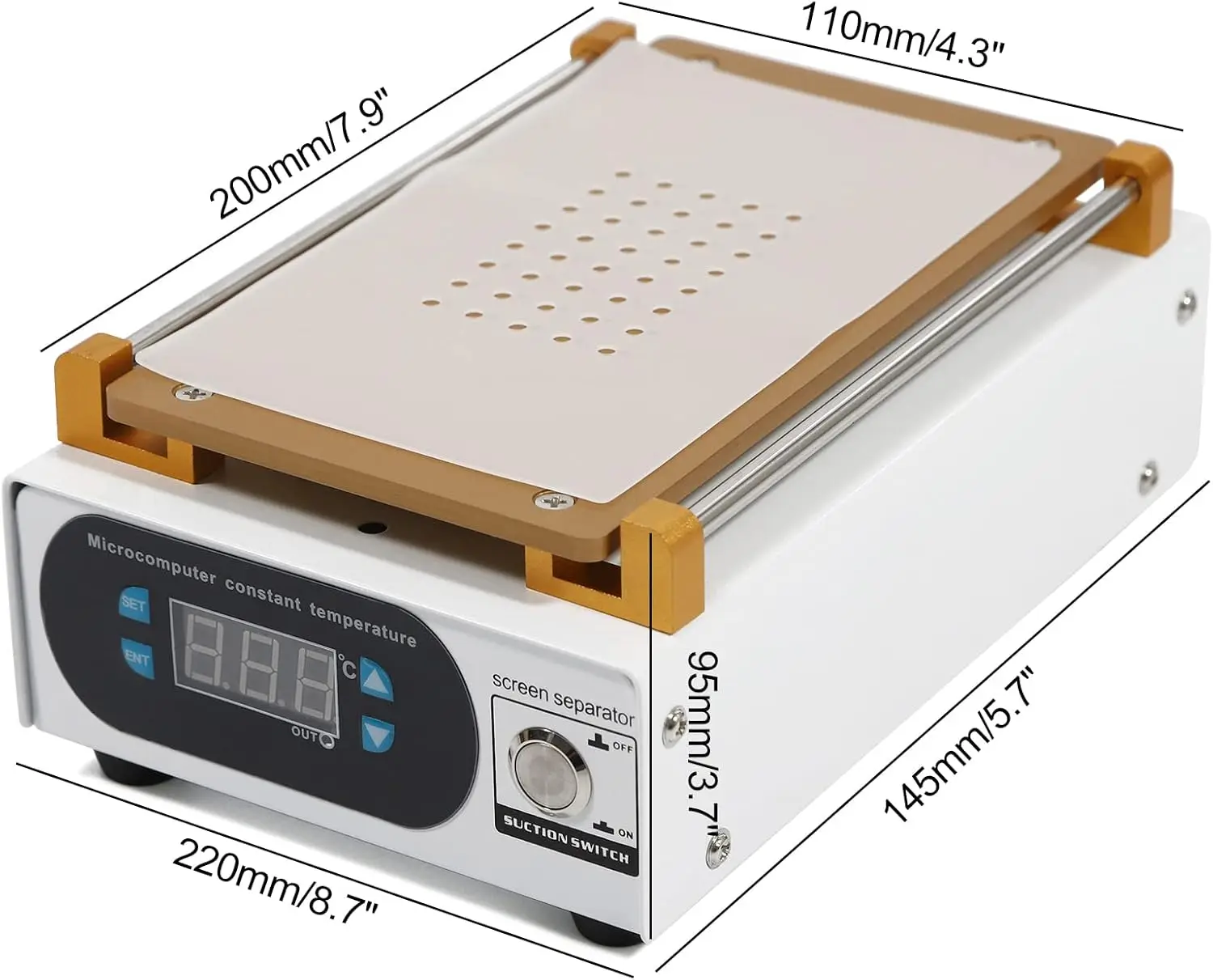 Máquina separadora de tela lcd de 7 espaços, remoção de tela sensível ao toque, bomba de vácuo embutida, placa de aquecimento de telefone, dispositivo de reparo de remoção de vidro