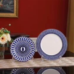 European-Style Exotic Blue Plate Home Breakfast Luxury Dinner Plate Bowl Home Decoration Sample Decorative Tray  Dinnerware Set