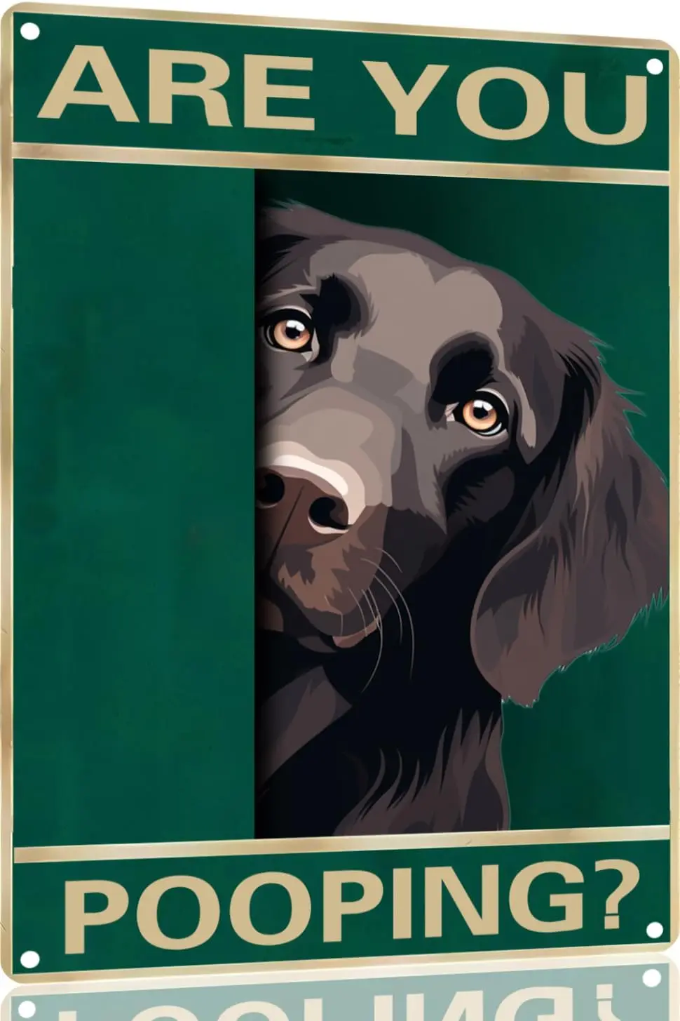 Flat-Coated Retriever Vintage Metal Tin Sign Are You Pooping Sign Bathroom Funny Art Poster Decoration Toilet Cave Bar Home Bath