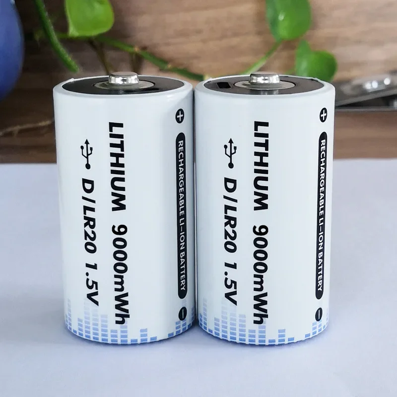 1.5V D-type USB Rechargeable Lithium Battery No 1 Large Capacity for Gas Stove Long Lasting Power 6000mWh