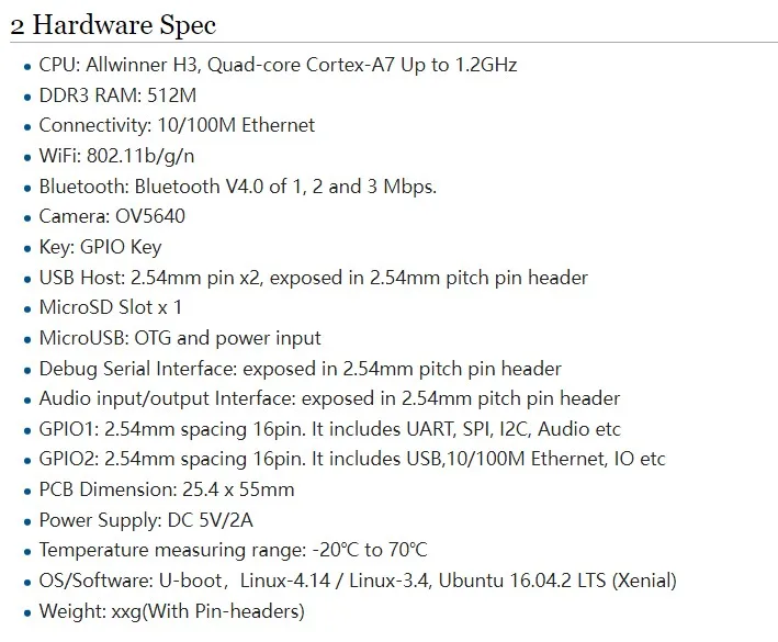NanoPi Duo2 LTS 512MB DDR RAM,Allwinner H3,Quad Cortex-A7,Up 1.2GHz, OpenWRT,Wifi&BT Ubuntu Linux Armbian DietPi Kali