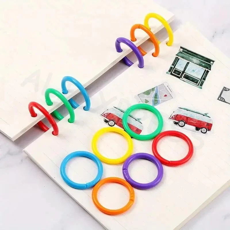 15mm Plastic Loose Leaf Rings Vibrant Color Durable 50 Pack for DIY Photo Albums Office School Home Stationery Essentials