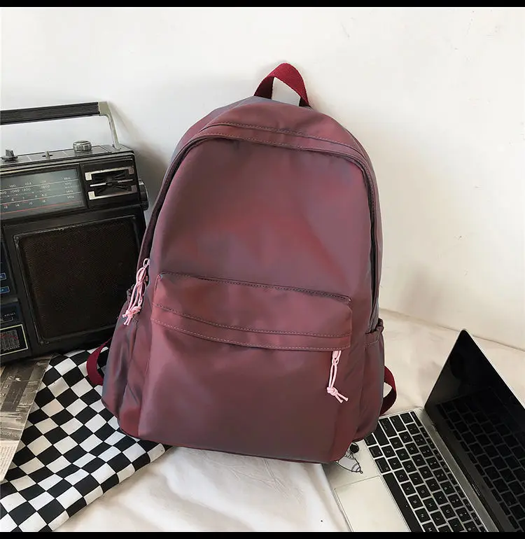 Leisure Commuting Pure Color Korean Version Simple Large Capacity Portable Backpack for Male and Female Students