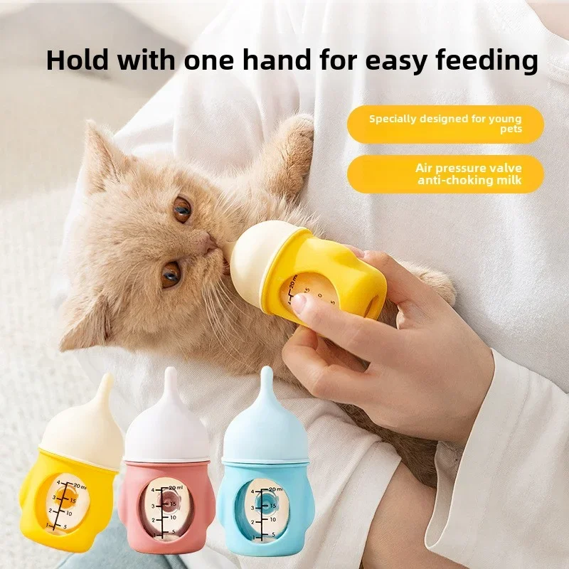 

pet milk bottle cat dog anti-choking newborn puppy silicone bottle drinking milk with scale Water fountain cat accessories