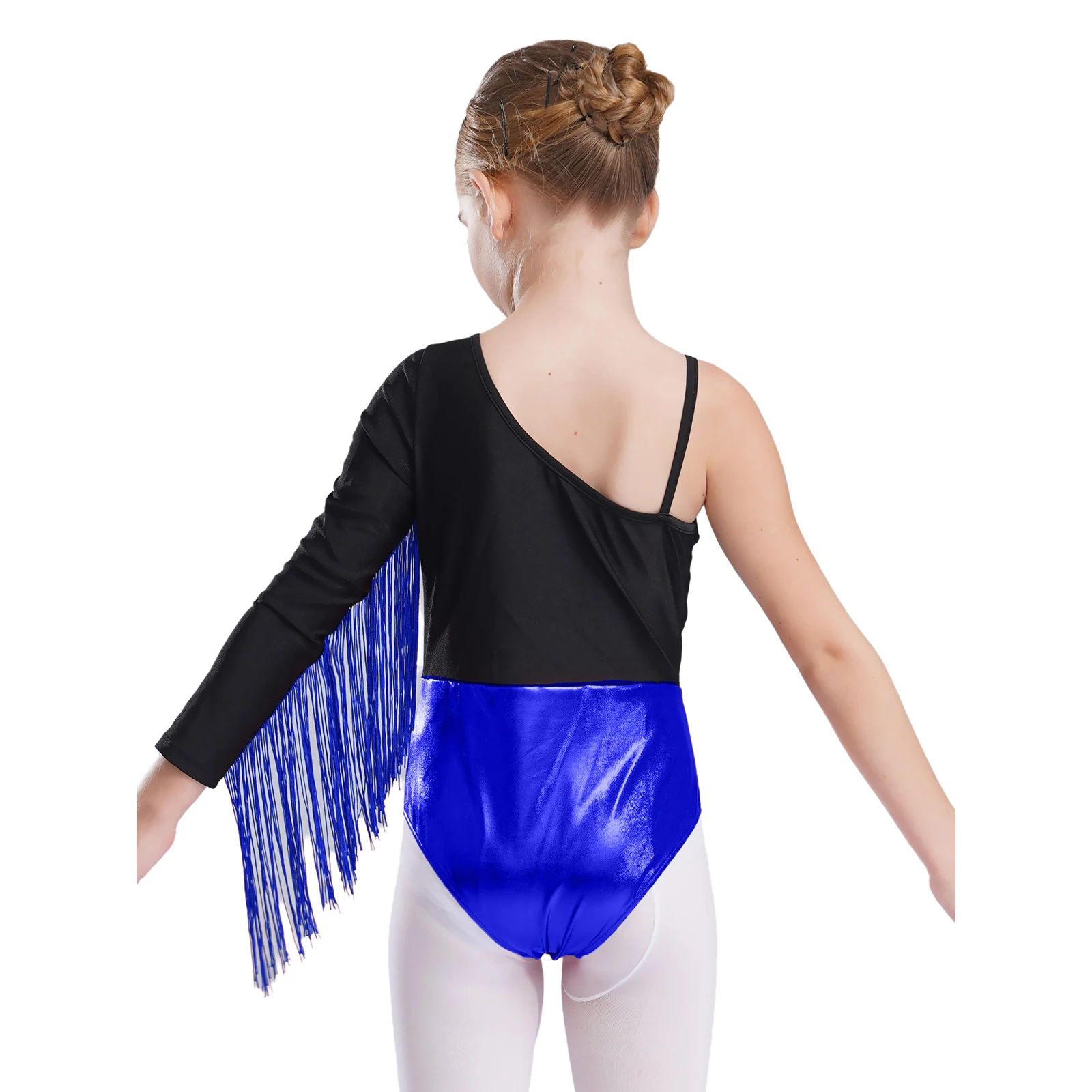 Kostium do tańca latynoskiego na jedno ramię z frędzlami i kryształkami do tańca Cha-Cha Samba Rumba Tango Skating Dancewear Leotard