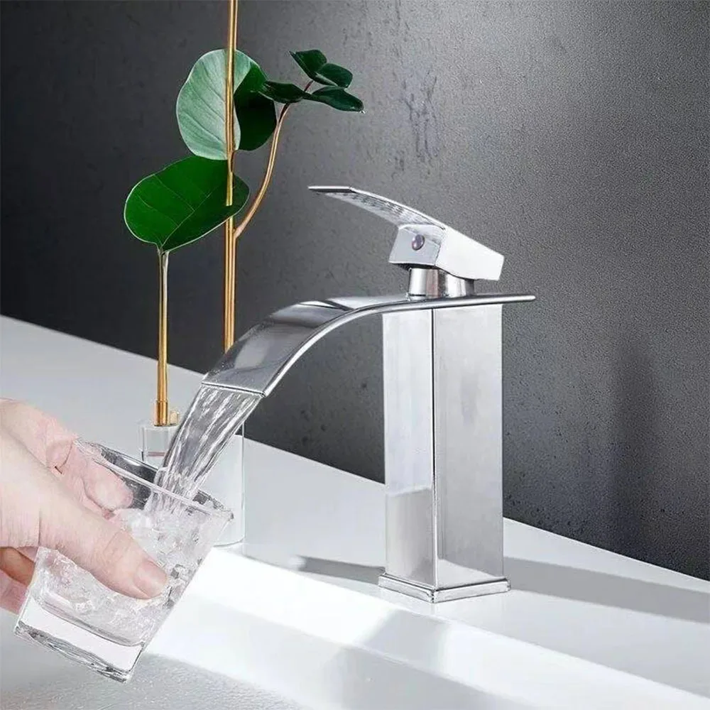 

Stainless Steel High And Low Faucet Bathroom Home Waterfall Wash Basin Black Hot And Cold Toilet Wash Basin