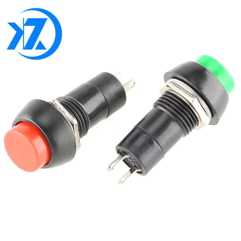 5Pcs 2 Pin Plastic 12mm Push Button Latching Momentary Switch 3A 150V Red Color PBS-11A Red Green Colour