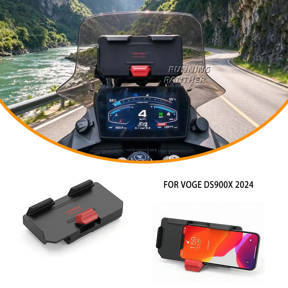 For VOGE 900DSX 2024 Motorcycle Waterproof Wireless Charging Mobile Phone Holder 12MM 16MM 22MM Bracket