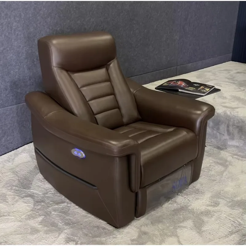 Chocolate Brown Modern Design Single Seat U Sharp Electric Recliner Sofa with Sponge Filling for Theater Home Cinema Comfort