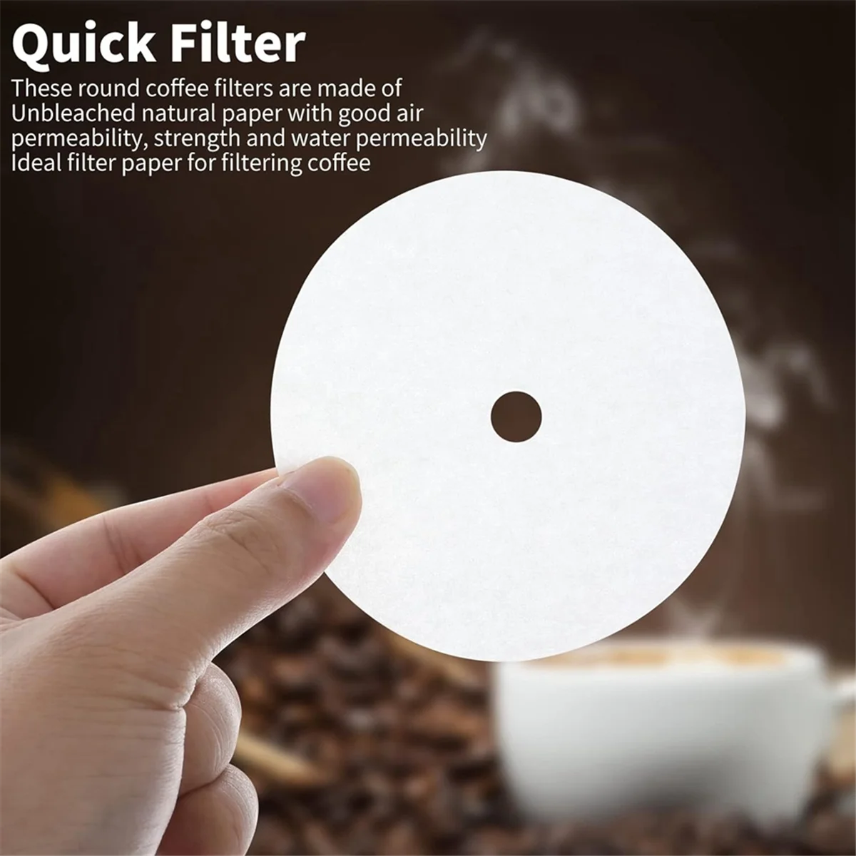 AU35 400Pcs Unbleached Percolator Coffee Filters, 3.75In Disposable Coffee Paper Filter, Disc Coffee Filters White