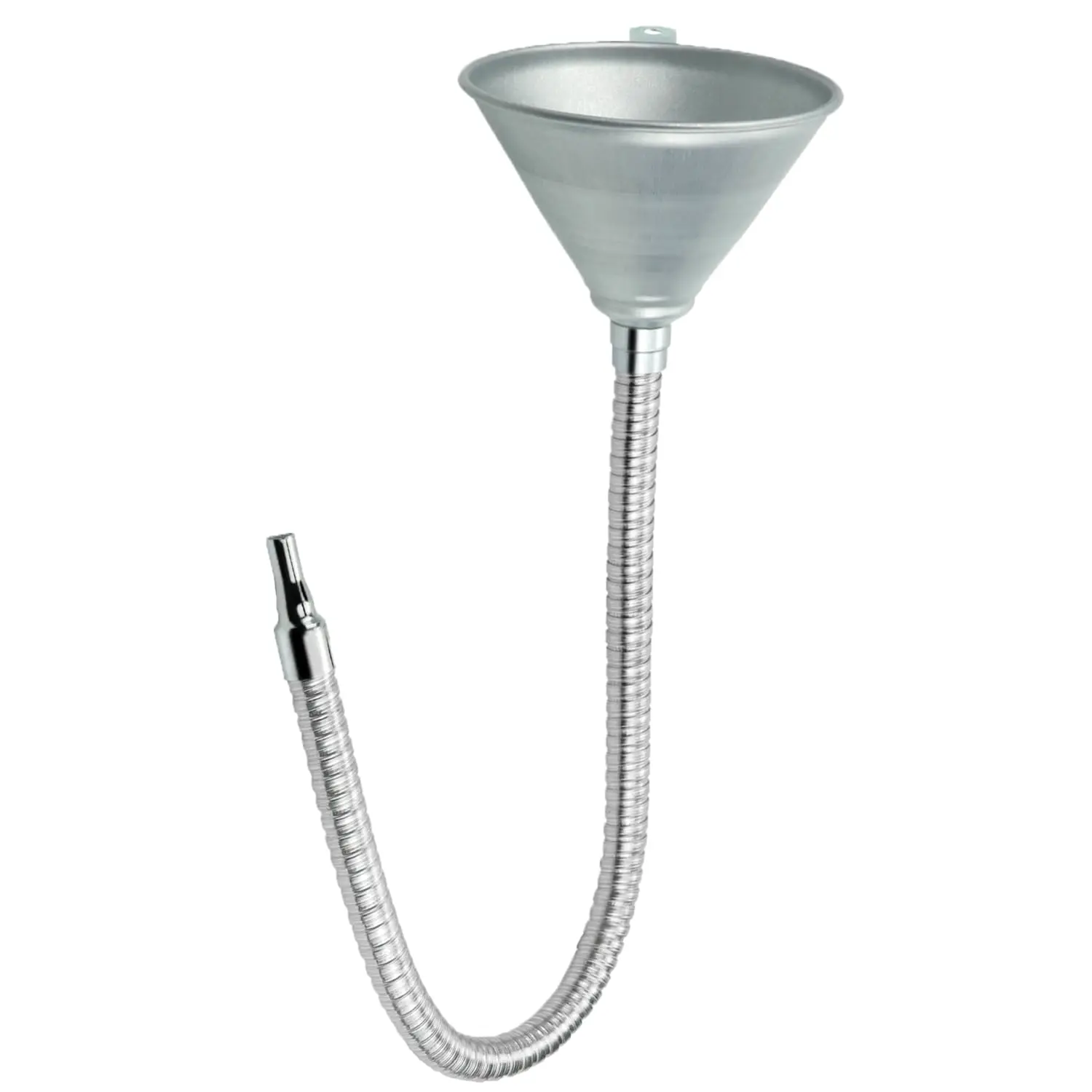 

24.8" Long Steel Bendable Spout Funnel Silver Galvanized Funnel with Steel Structure Flexible Hose and Screen