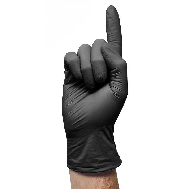 

100 шт. одноразовые перчатки без пудры без латекса черные нитриловые толстые сверхмощные перчатки для приготовления пищи механик для чистки татуировок