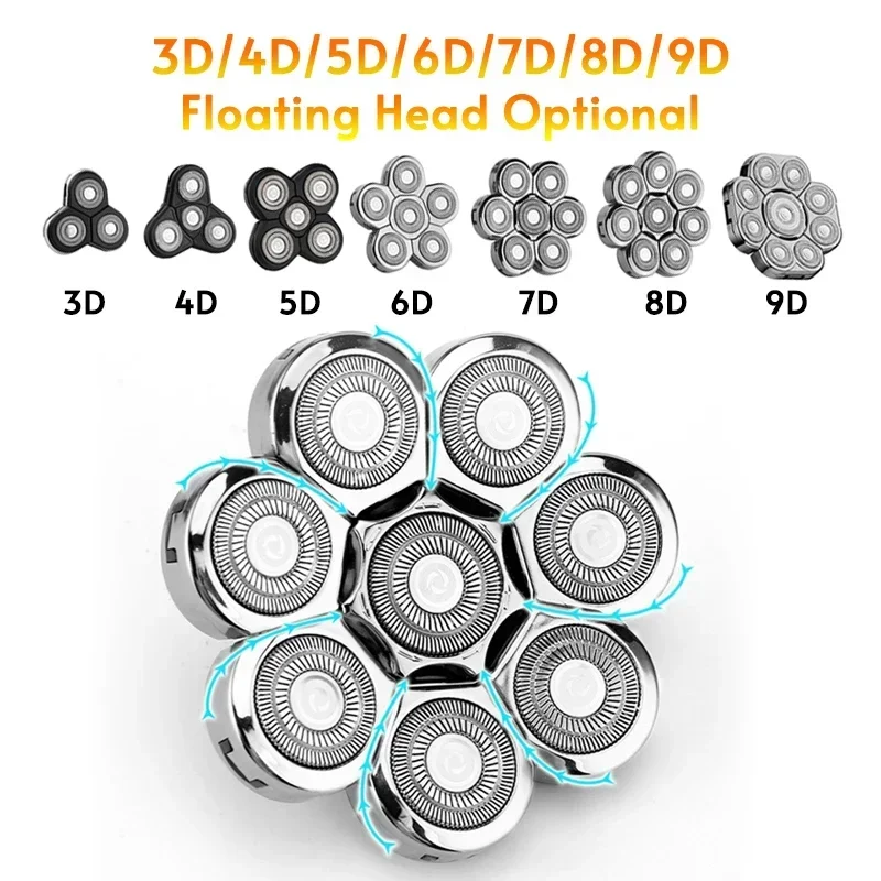 Cabeça de barbeador elétrico substituível e aparador de nariz, cabeça de máquina de cortar cabelo sobressalente 3d 4d 5d 6d 7d 8d 9d cortador flutuante cabeça de barba