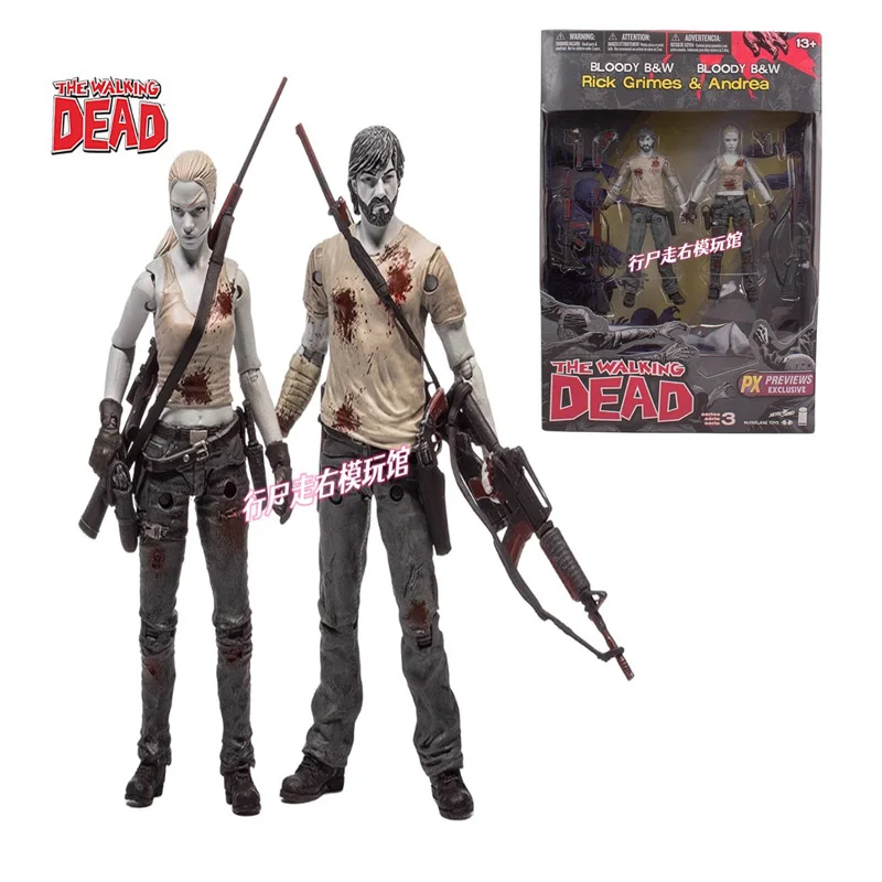 

[Inventory] US TV Hit Series Walking Dead BLACK & WHITE 2 PACK 4.5 Inch1/12 Action Figures Genuine Vintage Collectible Model Toy