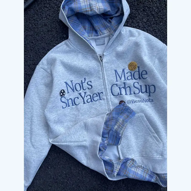 سترة صوفية منقوشة بغطاء للرأس مكونة من قطعتين للرجال والنساء بتصميم بسيط ومطبوع ومطرز بأكمام طويلة