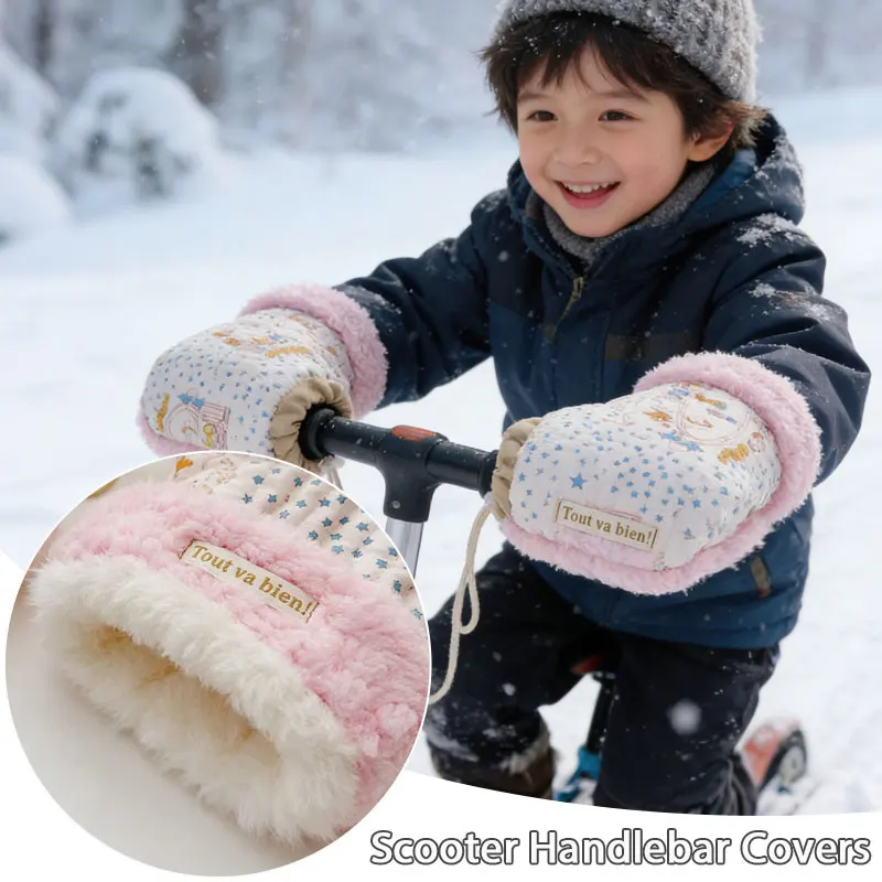 

Winter Windproof Scooter Handlebar Covers for Kids Thermal Hand Covers for Outdoor Riding, Skiing, Cycling Universal Fit Glove