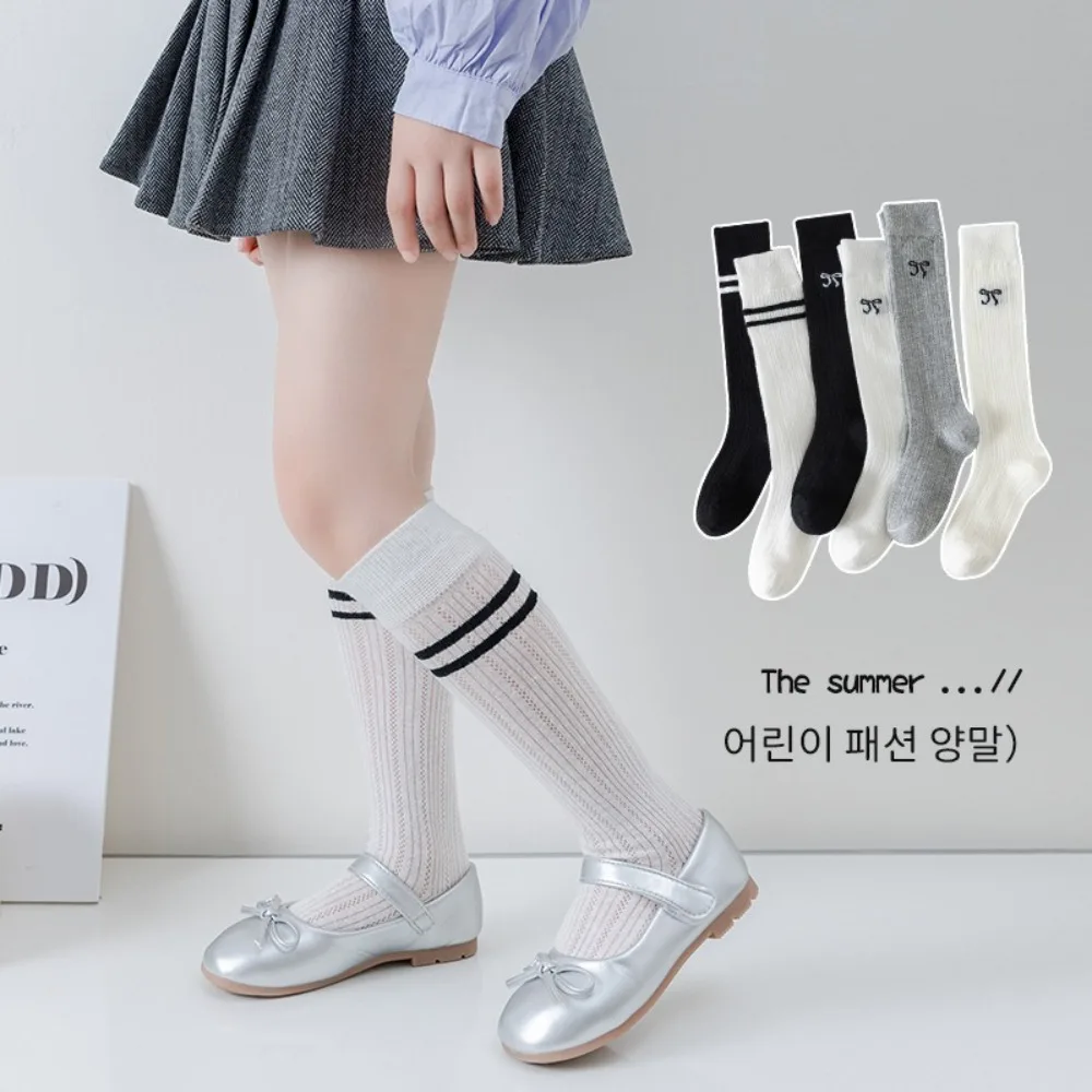 

Lightweight Cotton Kids Long Socks Butterfly Solid Color Knee Sock Solid Mesh Sock Summer
