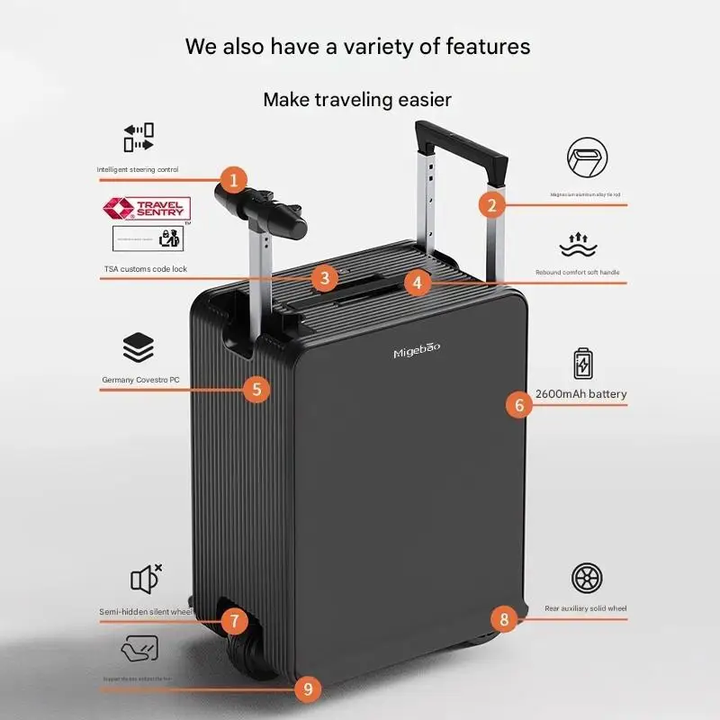 20 بوصة حقيبة كهربائية 40L سعة كبيرة الصعود حقيبة تروللي بعجلات مع قفل TSA للرجال النساء ركوب السفر المتداول الأمتعة #2