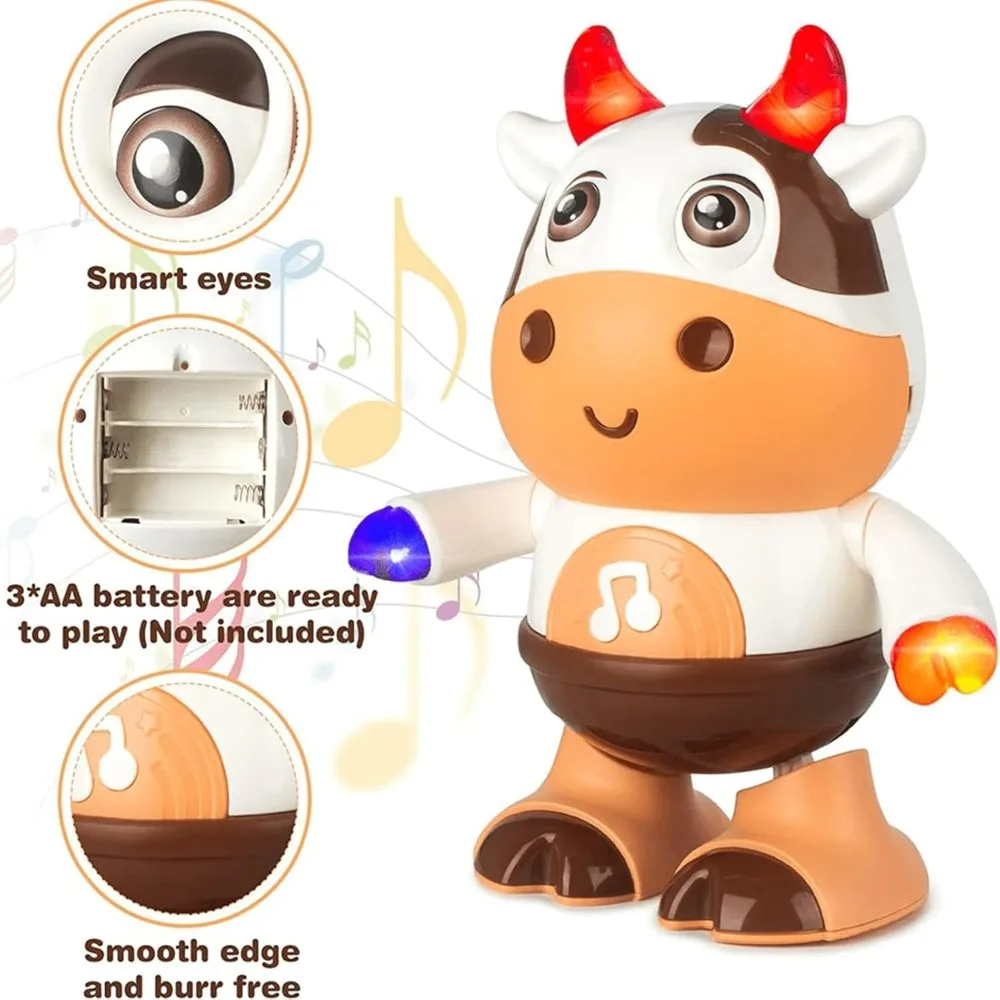 Cow Toy Light Up Dancing Cow, Cute Baby Cow Musical Toys, 2025 New Music Cow Toy with Led Light, Birthday Gift For Toddler