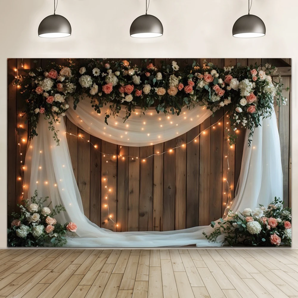Fondo de fotografía de escena de césped de boda flor césped primavera espectáculo nupcial pared de flores cortina blanca telón de fondo de fiesta de cumpleaños