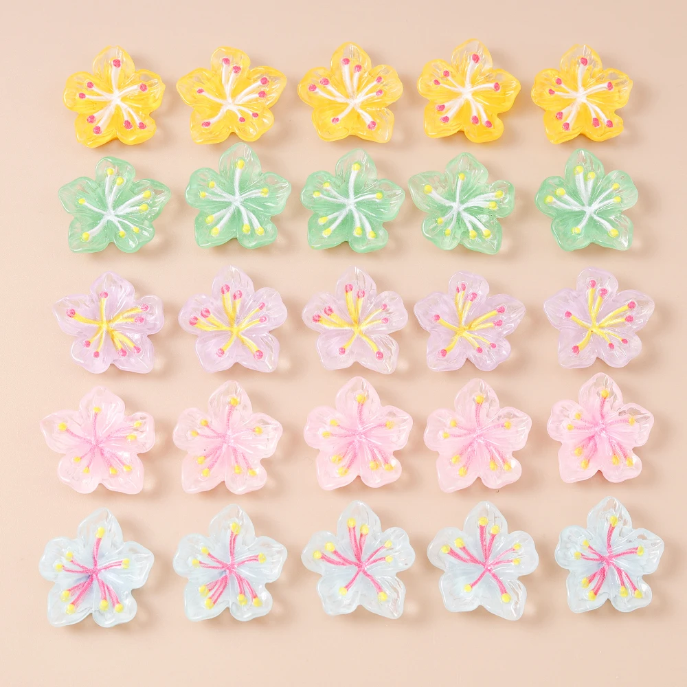Leslie 15 Stück süße neue Harzblüten-Mini-Blume mit flacher Rückseite, Cabochon, Sammelalbum, Kawaii, DIY-Verzierungen, Zubehör – Detail 6