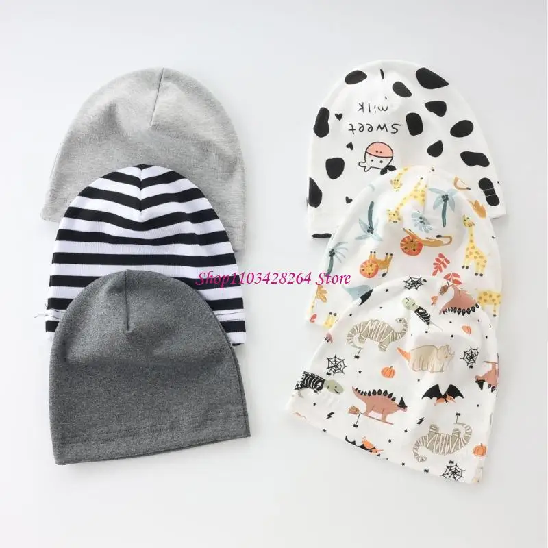 

1 Set Baby Hospital Hat Solid/Printed Pattern with Matching Anti-scratch Gloves
