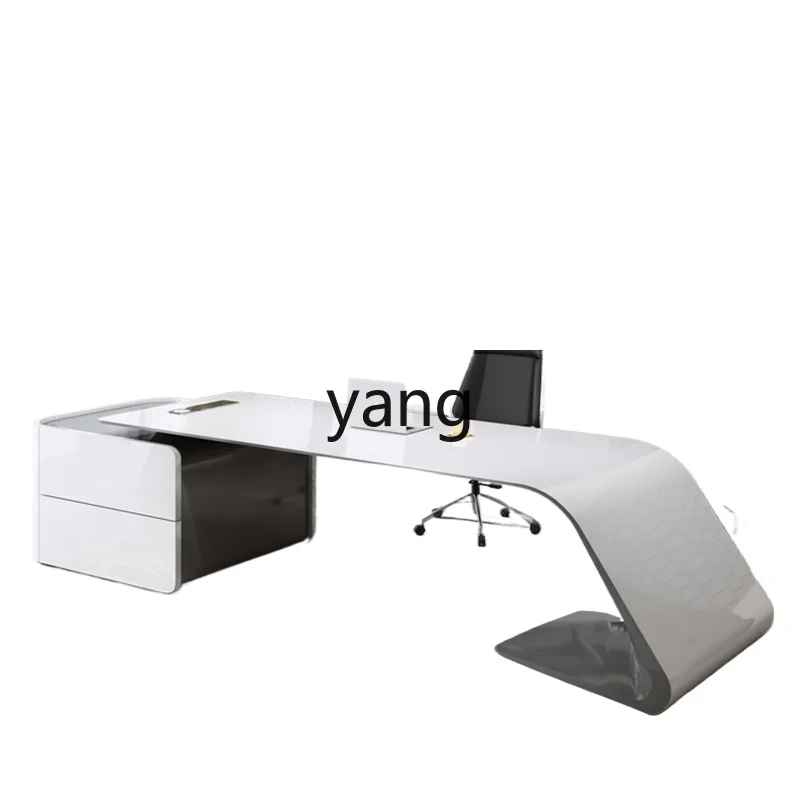 

L'm'm Simple Modern Boss Desk Desk Light Luxury Executive Desk White Paint