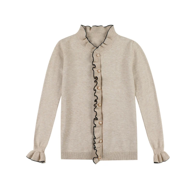 الحلو محبوك الصوفية المفتوحة سترة المرأة طويلة Sve زر اللؤلؤ ملابس داخلية لباس خارجي Camere قاعدة irt الخريف Sle #5