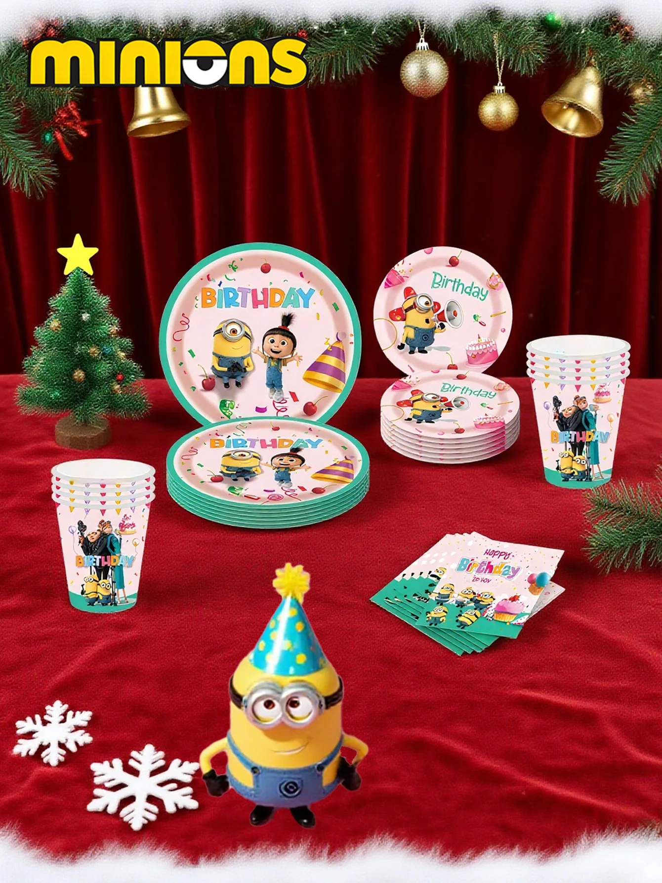 24 pieces of MINISO Minions birthday party supplies, holiday party paper plates, the best holiday gifts for good friends, party