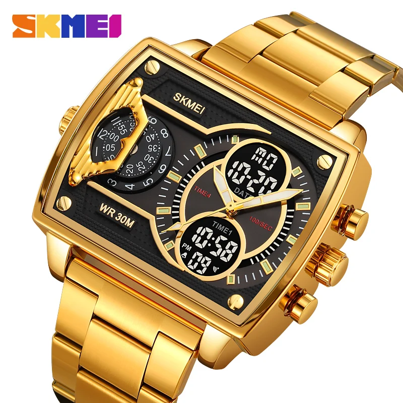 SKMEI Luxury Business orologi da uomo orologio sportivo digitale 3Bar impermeabile Chrono Dual Display orologi da polso originali Reloj Hombre