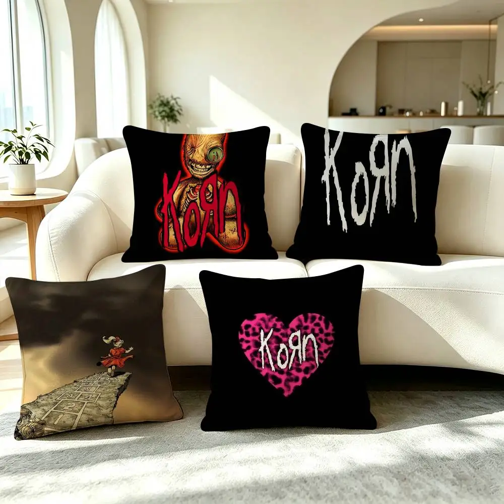 k-KoRn Metal Band  Pillow Case Square Double-Sided Sofa Cushion Cover Bedroom Bedside Pillow