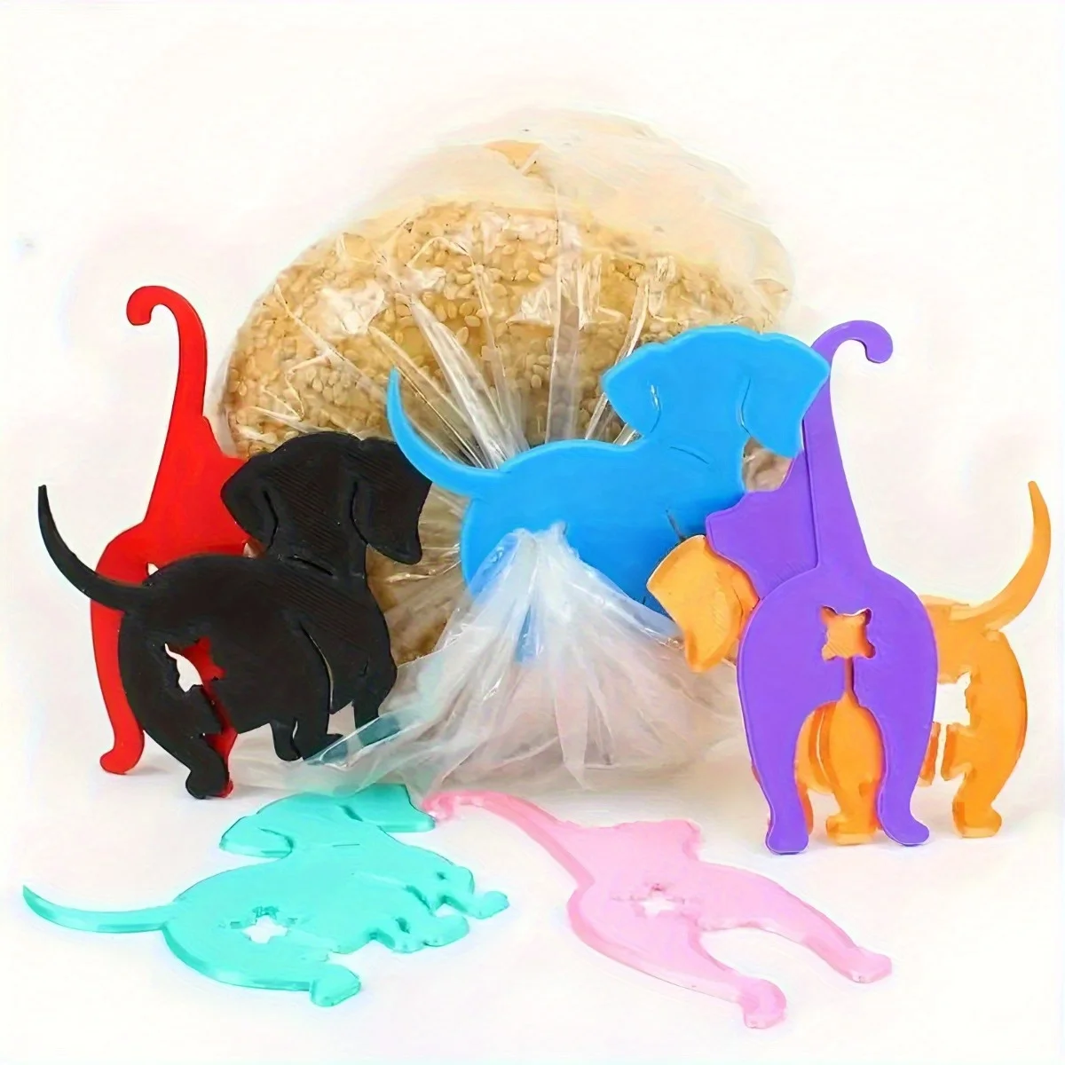 5Pcs Reusable Multi-functional Sealing Clip, Random Color, Moisture-proof and Dust-proof Bag and Item Storage Bag Sealing Clip, Kitchen Accessories, Cat Food Bag Sealing Clip, Dog Food Bag Sealing Clip - Detail 1