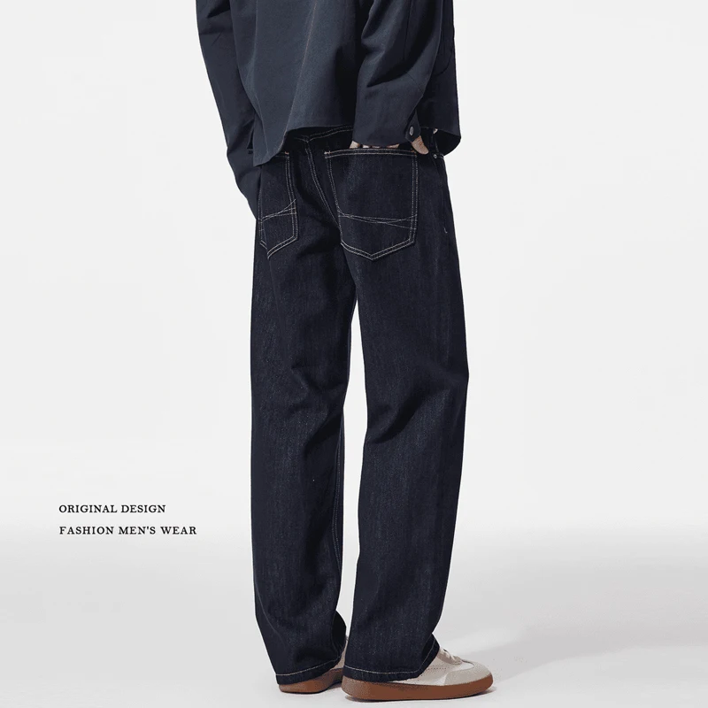

Men's Fce Lined Straight Leg Original Color Jeans Cleanfit American High Street Casual Pants Autumn Winter New Sle