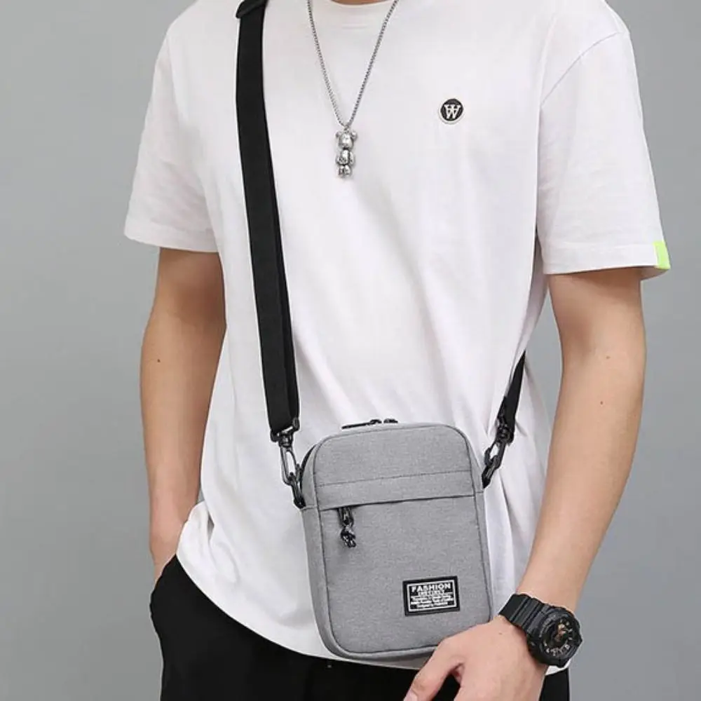 Solid Color Men's Crossbody Bag Lightweight Small Bag Business Shoulder Bag Multi-pockets Large Capacity Small Square Bag