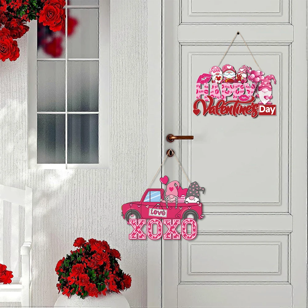 Valentine's Day Decoration Faceless Doll XOXO Love Heart Wreath Door Sign Pendant Wedding Party Home Wall Door Hanging Ornaments