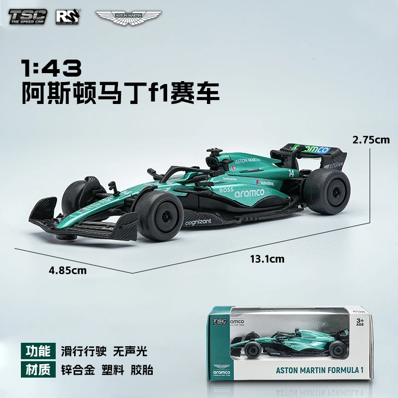 1:43 Tsc بطاقة السرعة أستون مارتن F1 نموذج سيارة محاكاة F1 سباق السيارات نموذج سبيكة البلاستيك الطرفية سطح المكتب الديكور لعبة