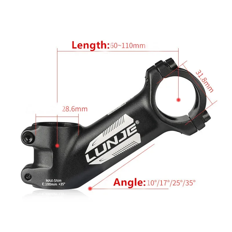 

Ultralight Bicycle Power Stem 10°/17°/25°/35° MTB Road Bike Stem 31.8 Aluminium Alloy Handlebar Stem 60/60/70/80/90/100/110mm