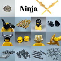 MOC Bricks Ninja Helmet Armor Shoulder Sword Action Figure Weapon Assembled Building Blocks Plastic Toys