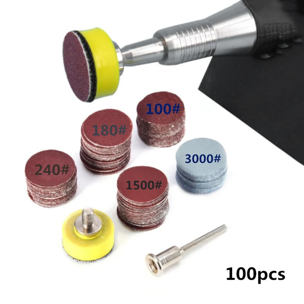 

100 pcs Sandpaper 25mm sanding discs abrasive polishing paper nozzles for Dremel rotary tool